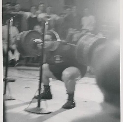 Paul Anderson demonstrating a heavy back squat